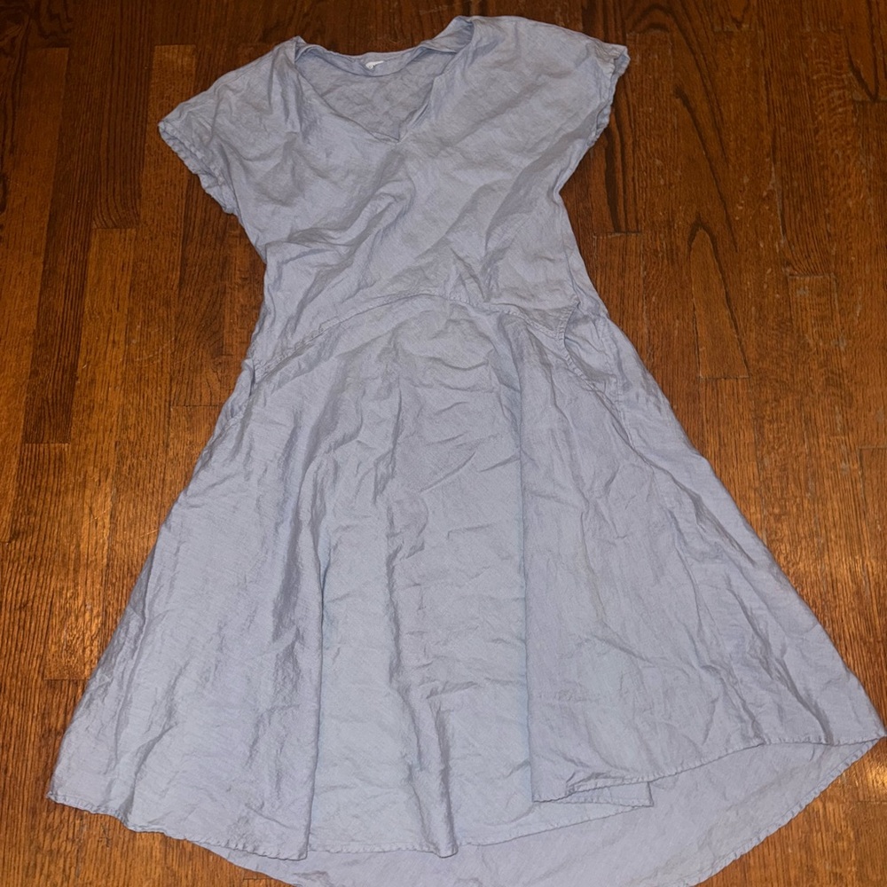 Luna Luz Gray Linen Dress With Pockets Size S